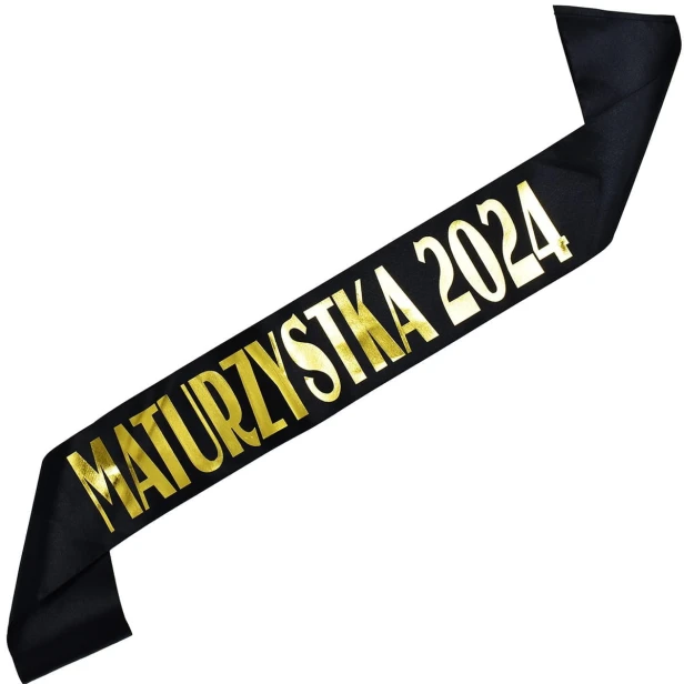 Szarfa czarna Maturzystka 2024 - zloty nadruk