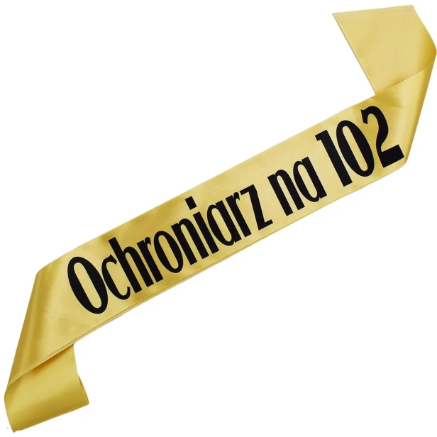 Szarfa zlota Ochroniarz na 102 - czarny nadruk