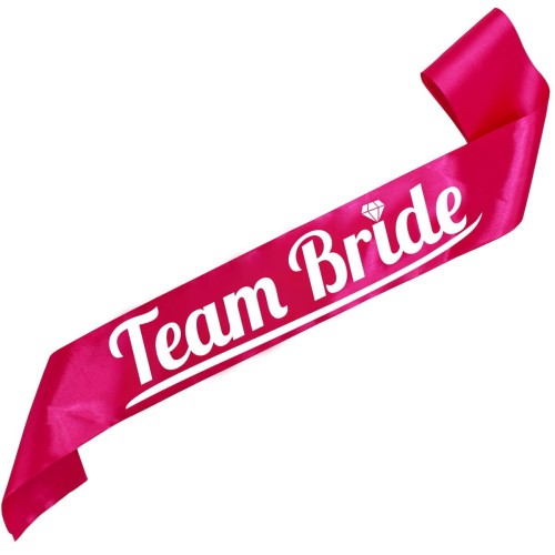 Rozowa szarfa Team Bride - bialy nadruk