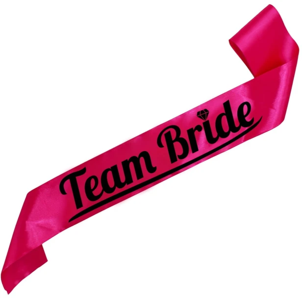 Rozowa szarfa Team Bride - czarny nadruk