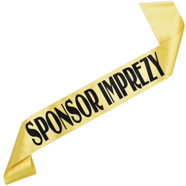 Szarfa zlota Sponsor Imprezy - czarny nadruk
