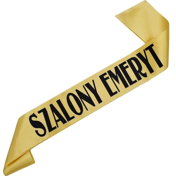 Szarfa zlota Szalony Emeryt - czarny nadruk