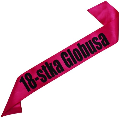 Szarfa na 18 urodziny 18-nastka imieniem - rozowa, czarny nadruk