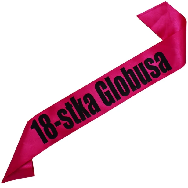 Szarfa na 18 urodziny 18-nastka imieniem - rozowa, czarny nadruk