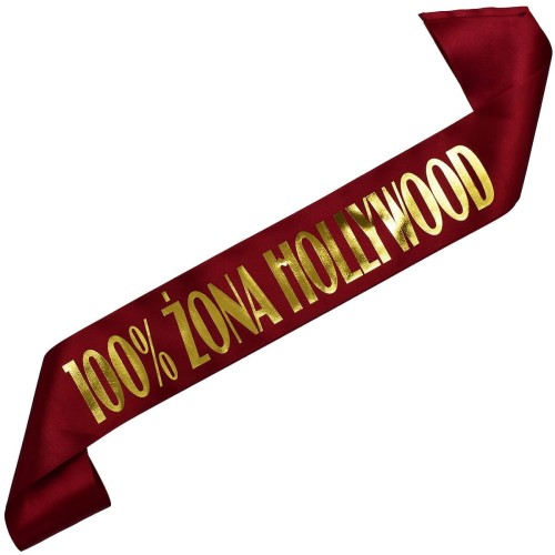 Szarfa na 100 urodziny 100% Zona Hollywood - bordowa, zloty nadruk