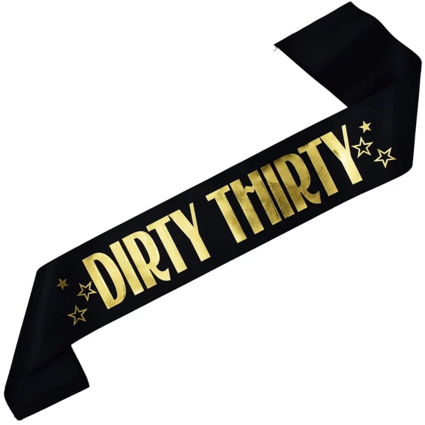 Szarfa czarna Dirty Thirty - czarna, zloty nadruk
