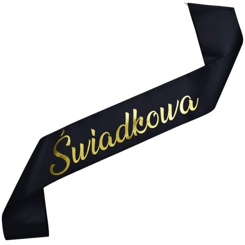 Czarna szarfa Swiadkowa - ze zlotym napisem
