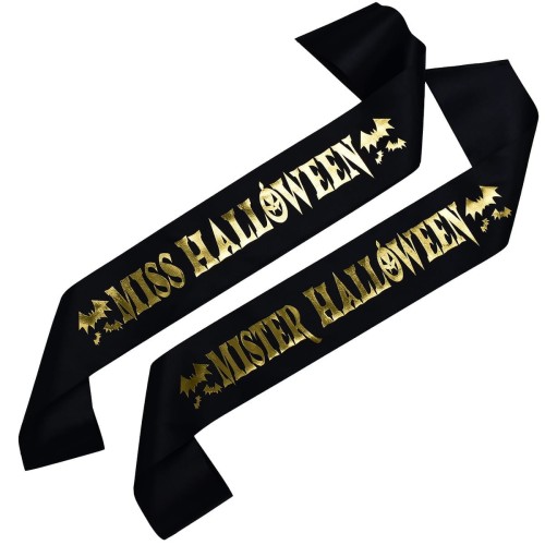 Szarfa Zestaw szarf Zestaw czarnych szarf Miss i Mister Halloween