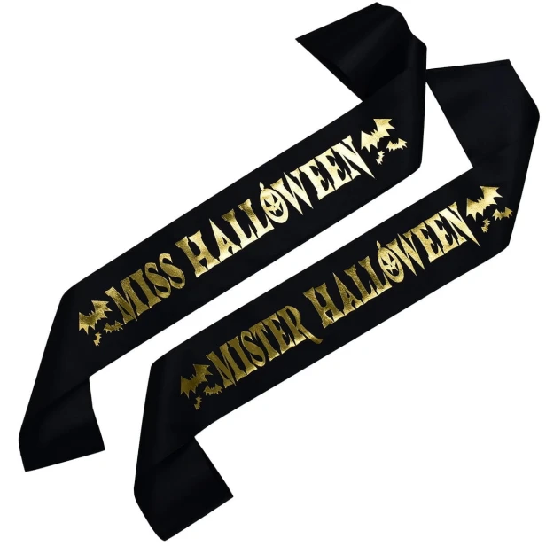 Szarfa Zestaw szarf Zestaw czarnych szarf Miss i Mister Halloween