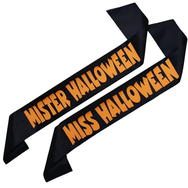 Szarfa Zestaw szarf Miss i Mister Halloween - pomaranczowy nadruk