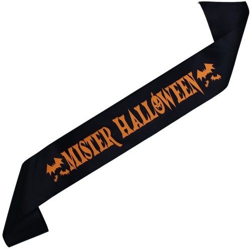 Szarfa czarna Mister Halloween - z pomaranczowym