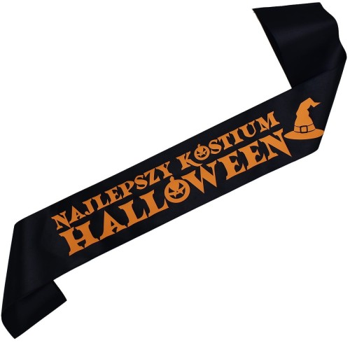 Szarfa czarna Najlepszy Kostium Halloween - z pomaranczowym
