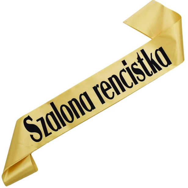 Szarfa zlota Szalona rencistka - czarny nadruk
