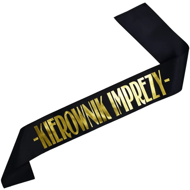 Szarfa czarna Kierownik Imprezy - zloty nadruk
