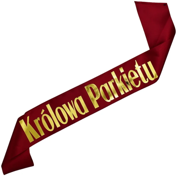 Szarfa bordowa Krolowa Parkietu - zloty nadruk