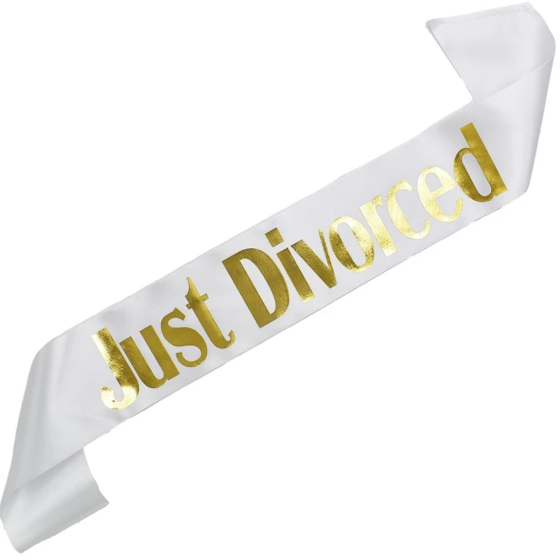 Szarfa rozwodowa Just Divorced - zloty nadruk