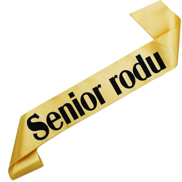 Szarfa zlota Senior Rodu - zlota, czarny nadruk