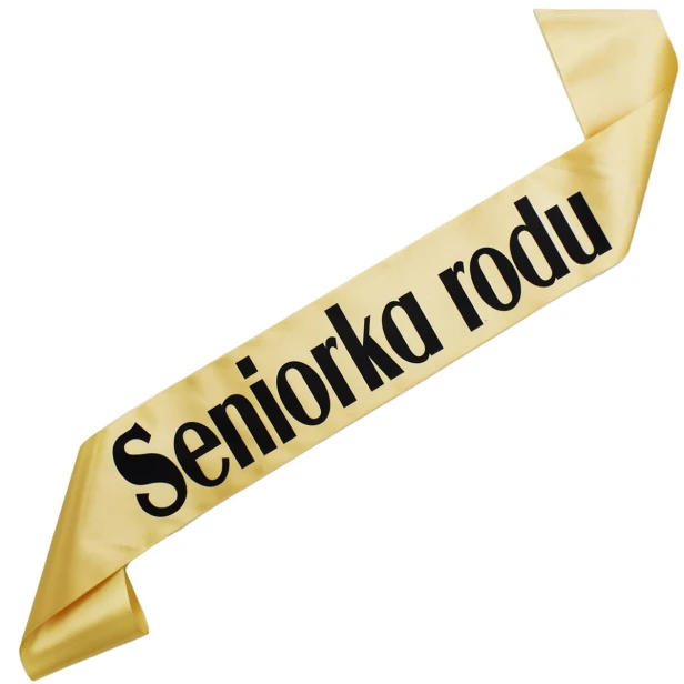 Szarfa zlota Seniorka Rodu - czarny nadruk