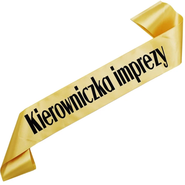 Szarfa zlota Kierowniczka Imprezy - czarny nadruk