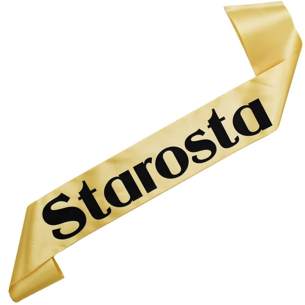 Szarfa zlota Starosta - czarny nadruk