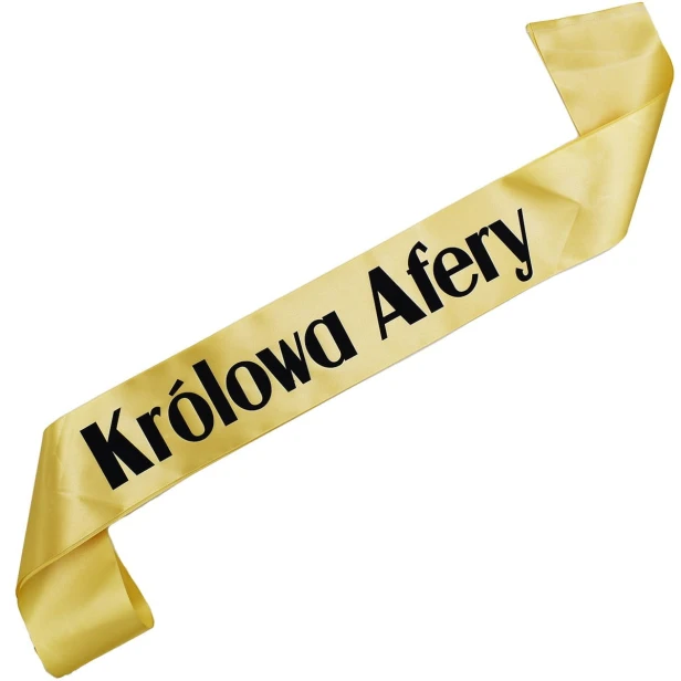 Szarfa zlota Krolowa Afery - czarny nadruk