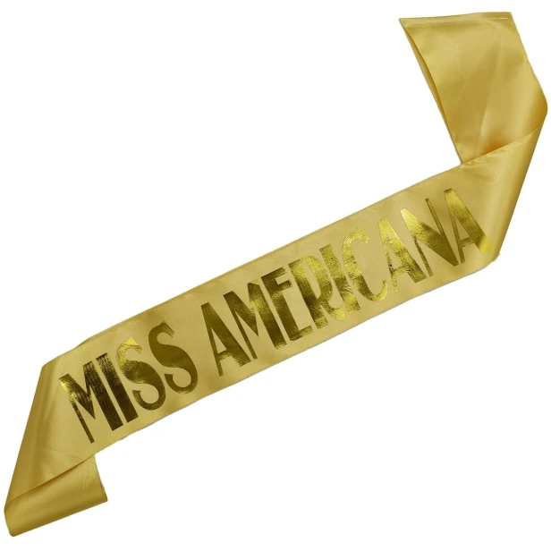 Szarfa zlota Miss Americana - zloty nadruk