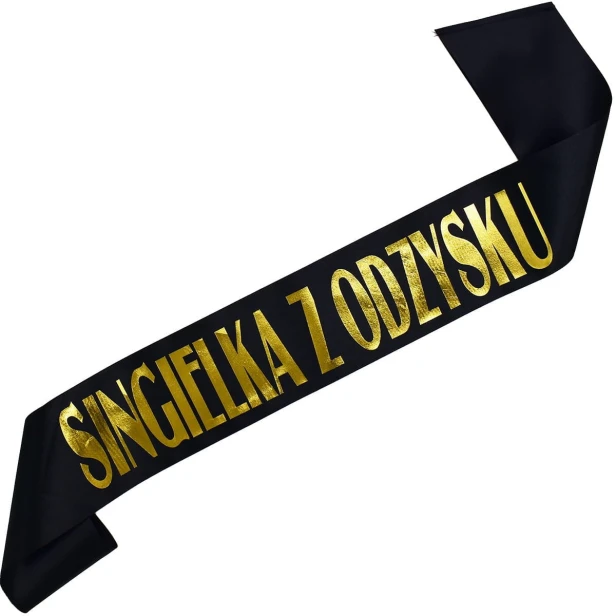 Szarfa rozwodowa Singielka z odzysku - zloty nadruk
