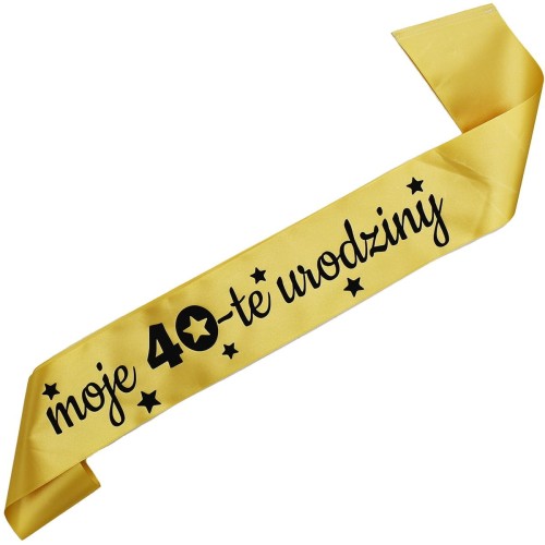 Szarfa na 40 urodziny Moje 40-te urodziny - zlota, czarny nadruk