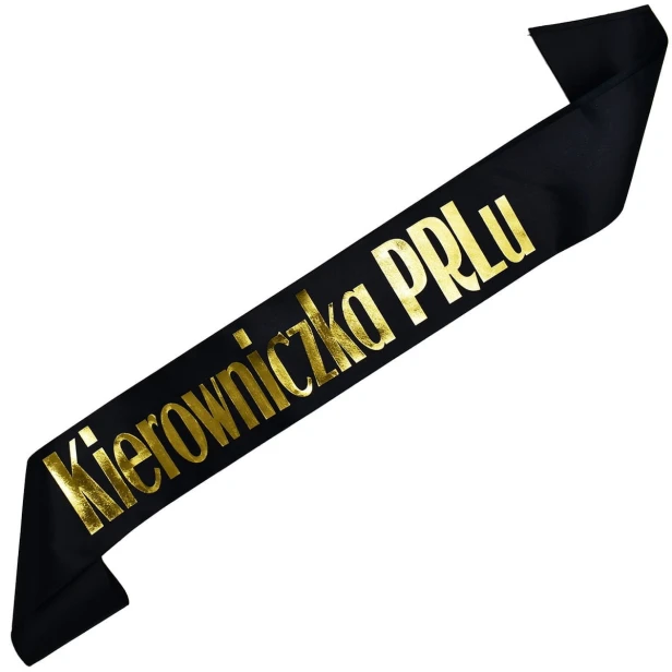 Szarfa czarna Kierowniczka PRL-u - zloty nadruk