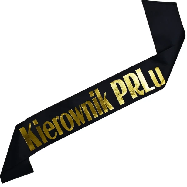 Szarfa czarna Kierownik PRL-u - zloty nadruk