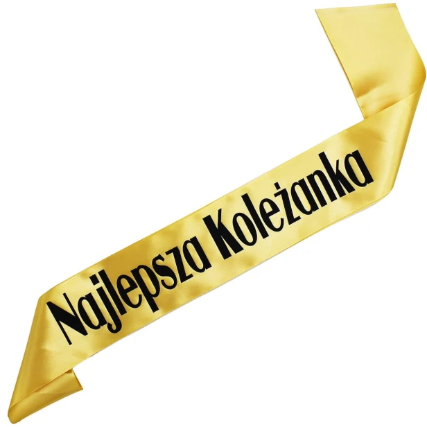 Szarfa zlota Najlepsza Kolezanka - czarny nadruk