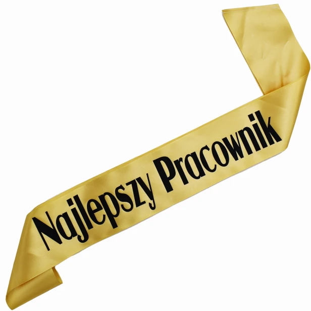 Szarfa zlota Najlepszy Pracownik - czarny nadruk