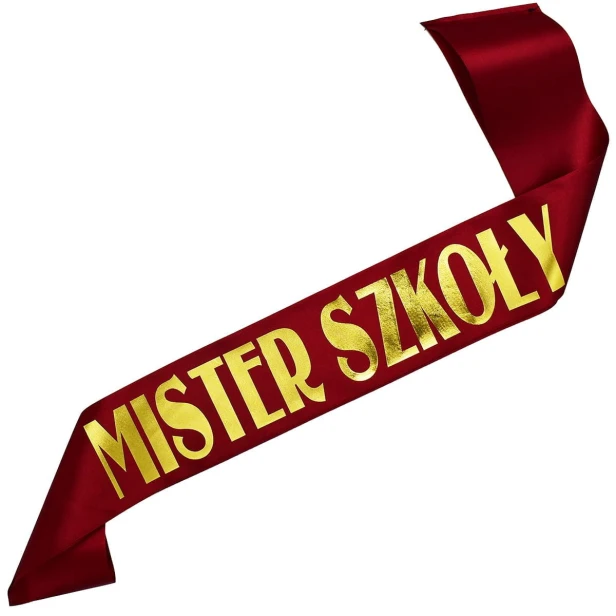 Szarfa bordowa Mister Szkoly - zloty nadruk