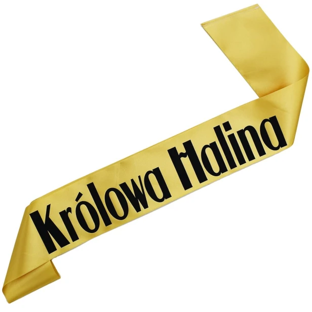Szarfa zlota Krolowa z dowolnym imieniem - czarny nadruk