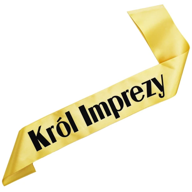 Szarfa zlota Krol Imprezy - czarny nadruk