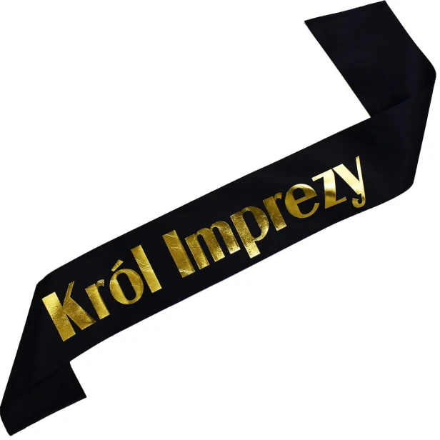 Szarfa czarna Krol Imprezy - zloty nadruk