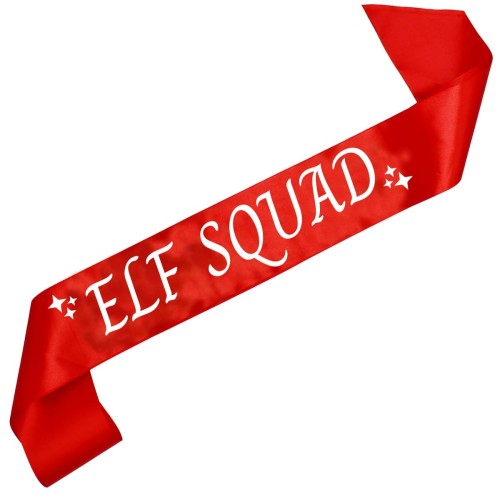 Szarfa czerwona Elf Squad - bialy nadruk