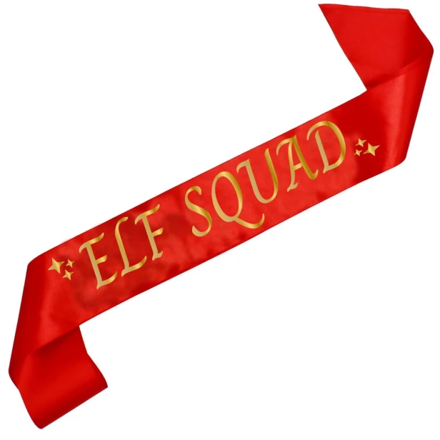 Szarfa czerwona Elf Squad - zloty nadruk