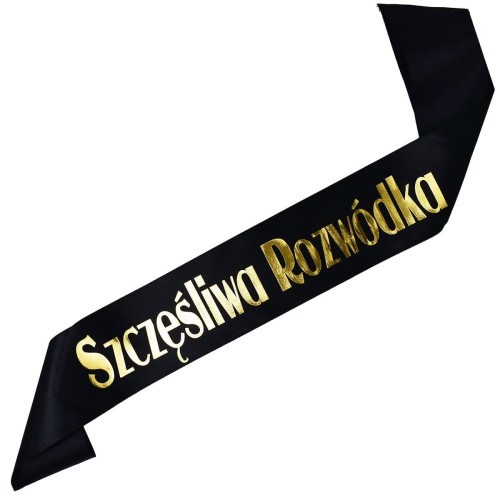 Szarfa rozwodowa Szczesliwa Rozwodka - zloty nadruk - e
