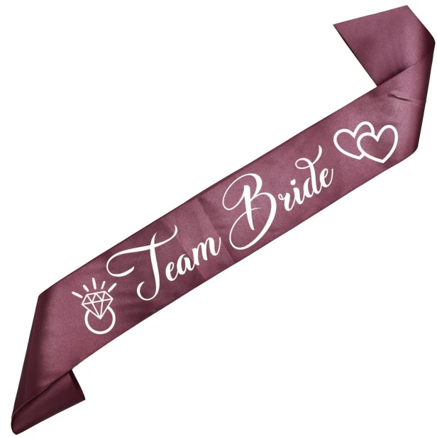 Rozowozlota szarfa Team Bride - bialy nadruk