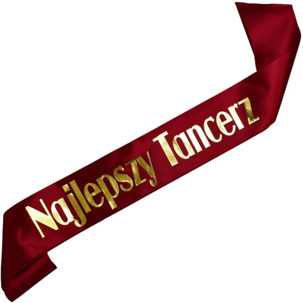 Szarfa bordowa Najlepszy Tancerz - zloty nadruk