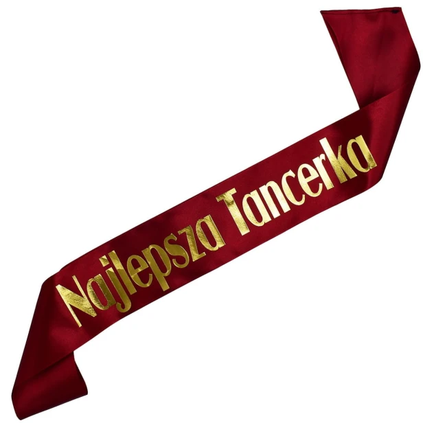 Szarfa bordowa Najlepsza Tancerka - zloty nadruk