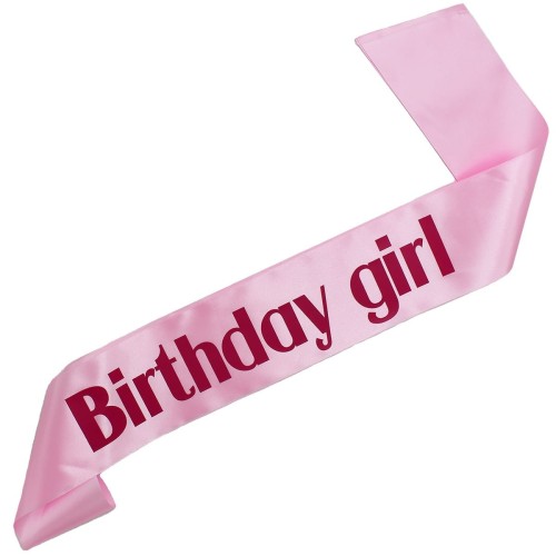 Szarfa jasnorozowa Birthday Girl - z fuksjowym