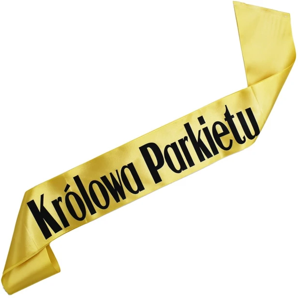 Szarfa zlota Krolowa Parkietu - czarny nadruk