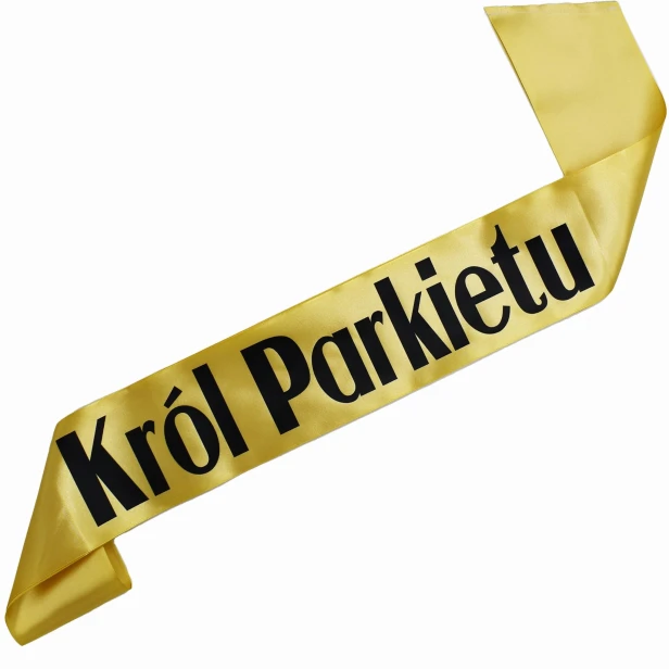 Szarfa zlota Krol Parkietu - czarny nadruk