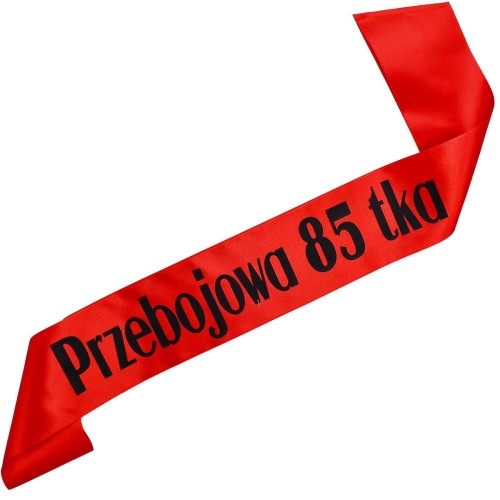 Szarfa czerwona Przebojowa 85 tka - czarny nadruk