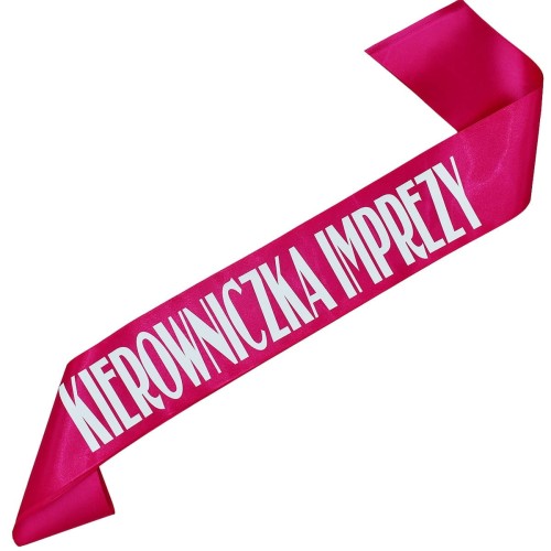 Szarfa Kierowniczka Imprezy - fuksjowa - bialy nadruk