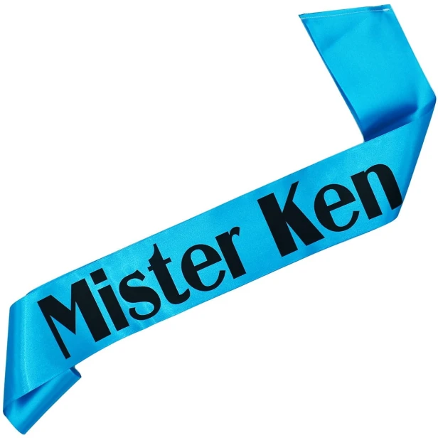Szarfa Mister Ken - turkusowa - czarny nadruk