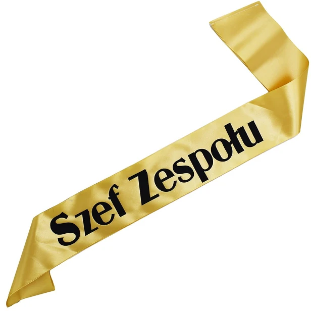 Szarfa zlota Szef Zespolu - czarny nadruk