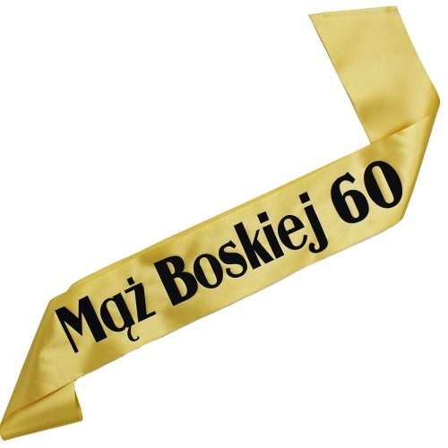 Szarfa na 60 urodziny Maz Boskiej 60 - zlota, czarny nadruk